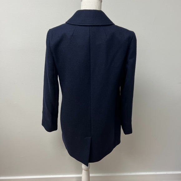J Crew Italian Wool Peacoat Womens 2 Navy Blue Classic Short Career Office New - Picture 6 of 15